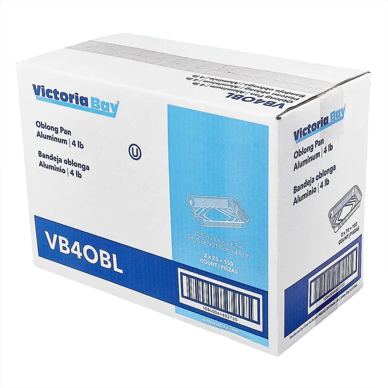 Victoria Bay Take-Out Container Base 64 OZ Aluminum Silver Oblong 150/Case