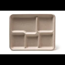 Ovation Cafeteria & School Lunch Tray Base 5 Compartment Sugarcane Rectangle 400/Case