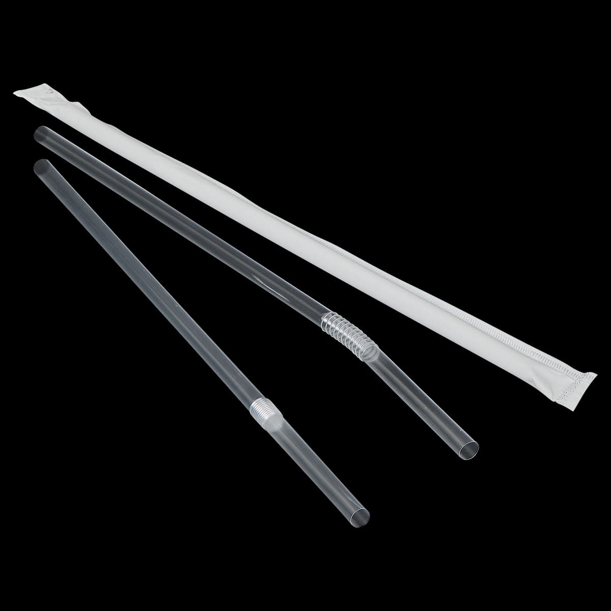 Victoria Bay Jumbo Straw Flex Straw 7.75 IN PP Clear Wrapped 400 Count/Pack 25 Packs/Case 10000 Count/Case