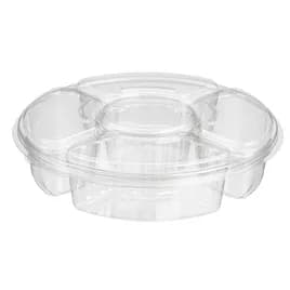 Essentials Deli Container Base & Lid Combo With Dome Lid 115 OZ 5 Compartment RPET Clear Round 50/Case