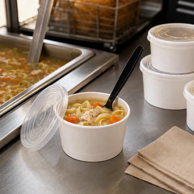 Karat® Hot Food Container Base 8 OZ Paperboard White Round 1000/Case
