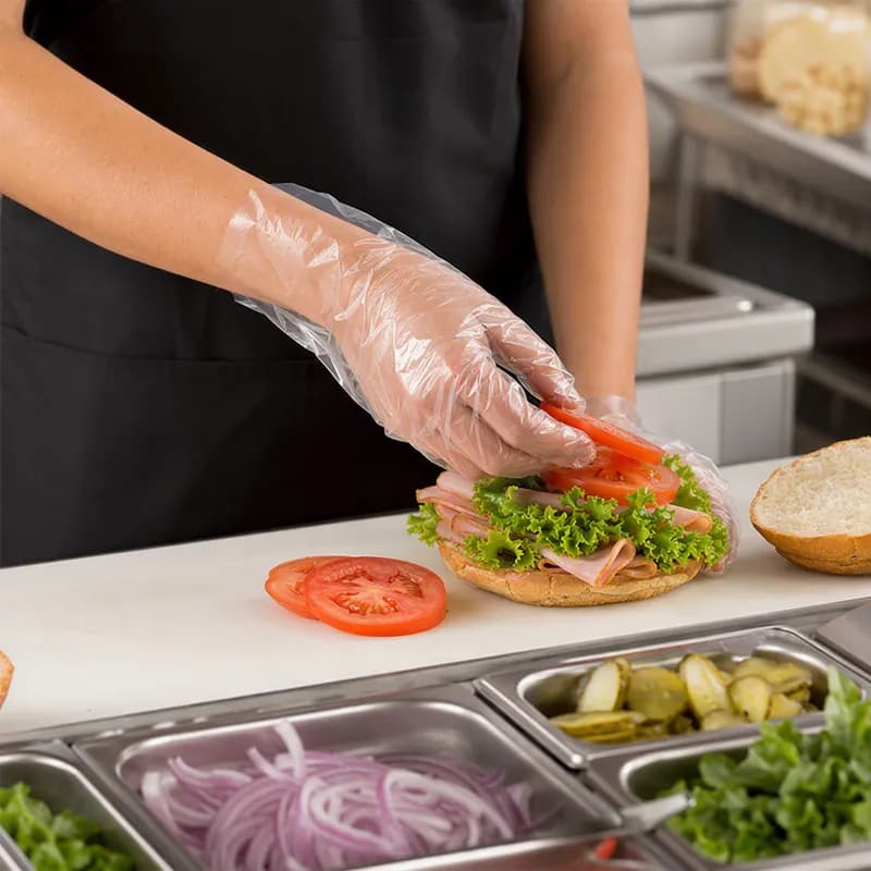 Food Service Gloves XL Clear Plastic Powder-Free 500 Count/Pack 4 Packs/Case 2000 Count/Case