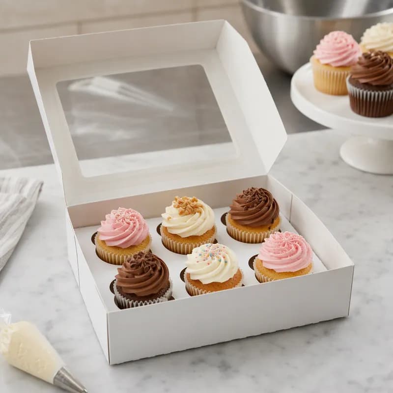 Cupcake Container Insert 10X10X1 IN 6 Compartment Clay-Coated Kraft Board White Kraft Square 200/Case