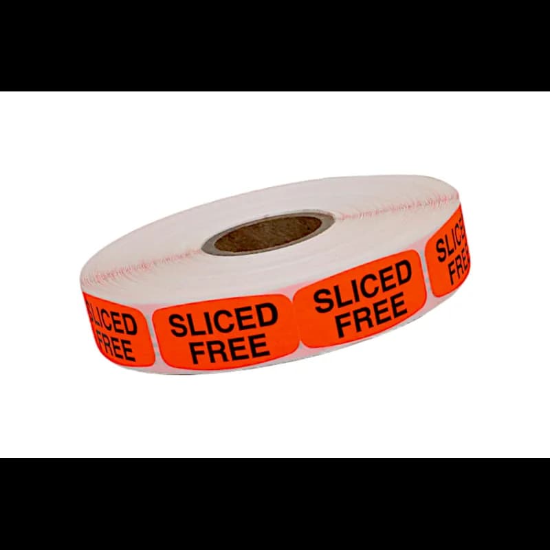 Sliced Free Label 0.625X1.25 IN Black Fluorescent Red Short Oval 1000 Count/Roll 50 Rolls/Case 50000 Count/Case