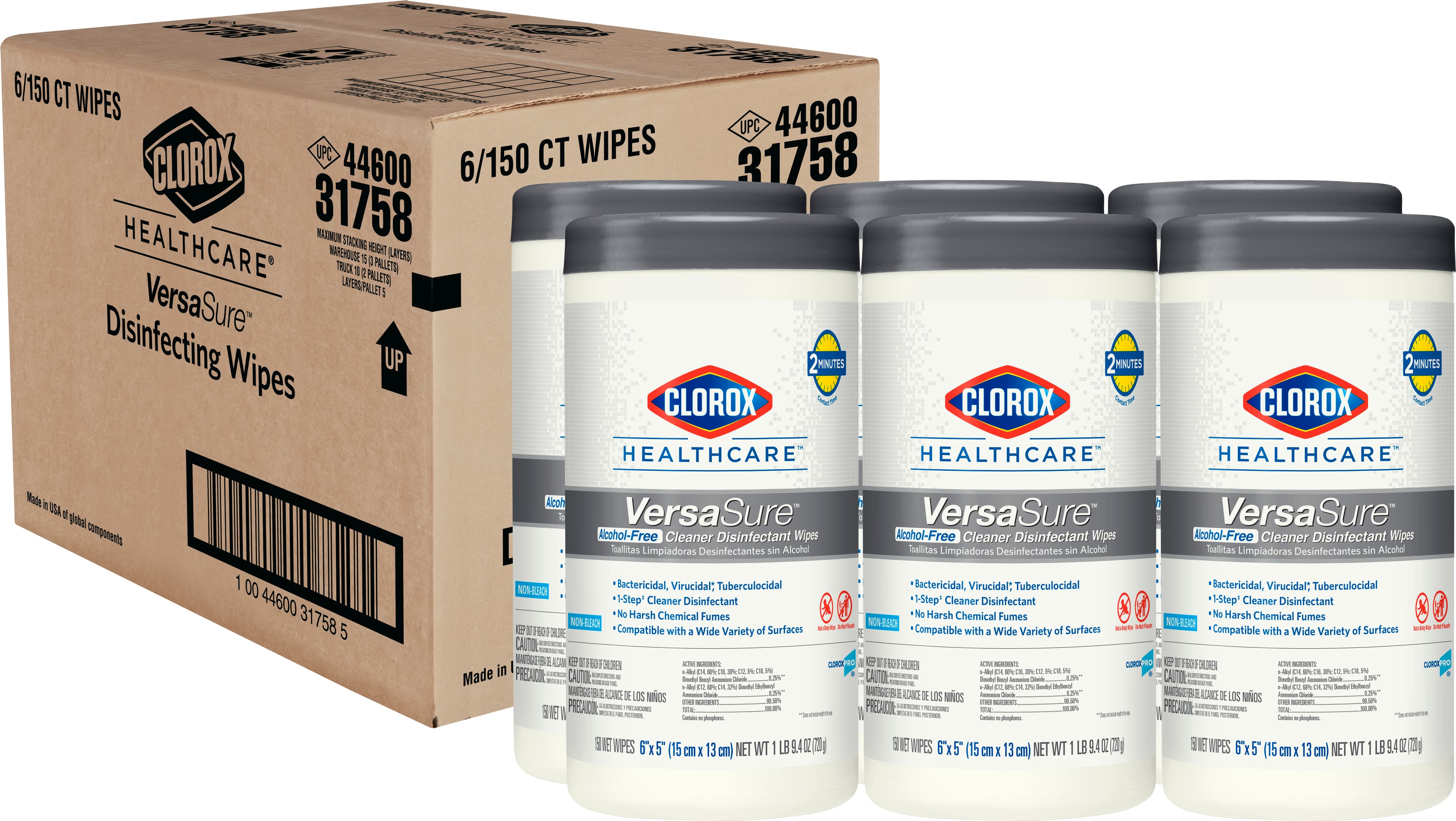 Clorox Healthcare® VeraSure® One-Step Disinfectant Multi Surface Wipe Quat Antibacterial 150 Count/Pack 6 Packs/Case