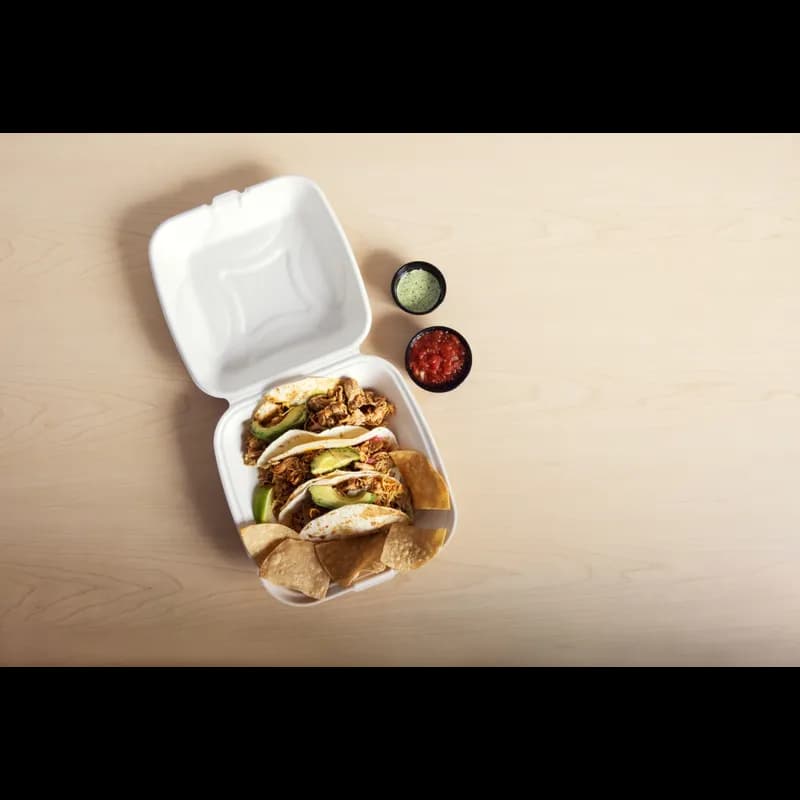 Take-Out Container Hinged Large (LG) 9X9X3.19 IN Molded Fiber Natural Square 100 Count/Pack 2 Packs/Case 200 Count/Case