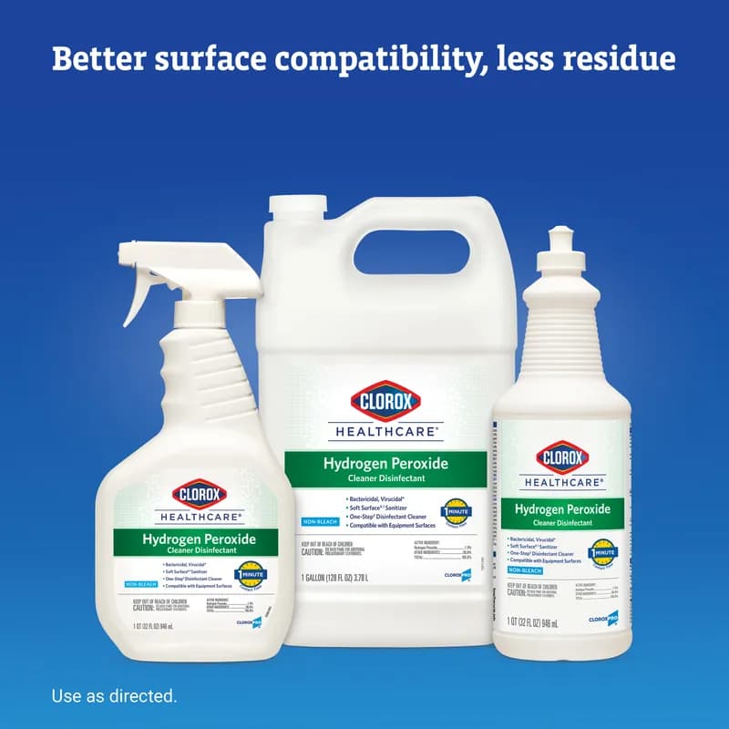 Clorox Healthcare® Hydrogen Peroxide Unscented One-Step Disinfectant 32 FLOZ Multi Surface RTU 6/Case