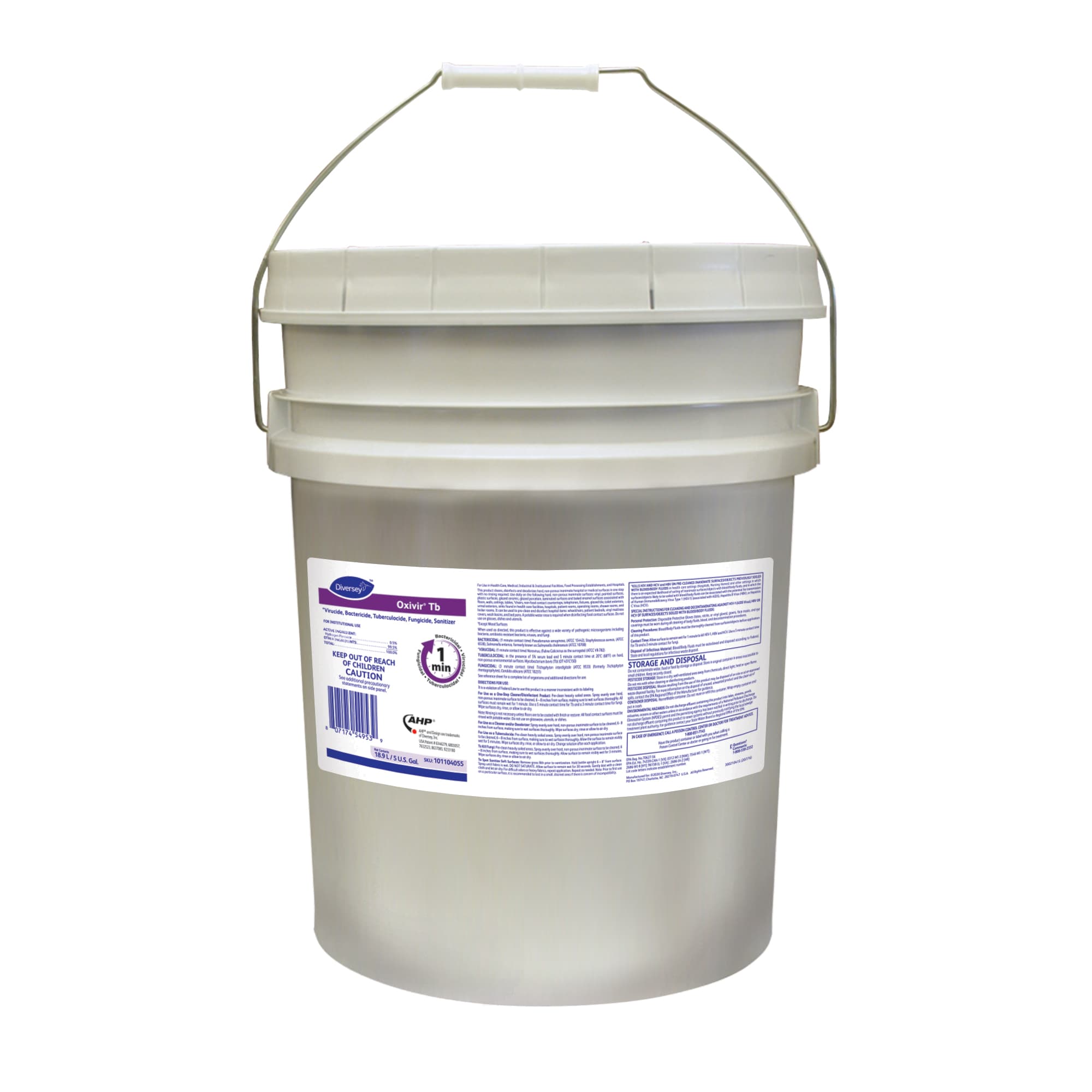 Oxivir® Tb One-Step Disinfectant 5 GAL Multi Surface Liquid RTU Accelerated Hydrogen Peroxide (AHP®) 1/Pail