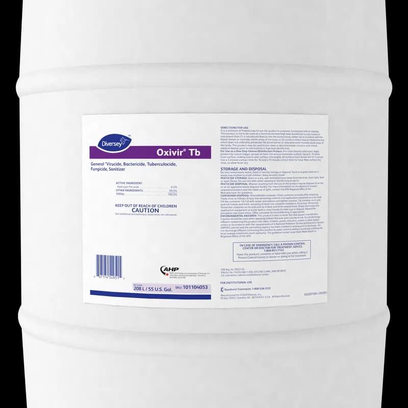 Oxivir® Tb One-Step Disinfectant 55 GAL Multi Surface Liquid RTU Accelerated Hydrogen Peroxide (AHP®) 1/Drum