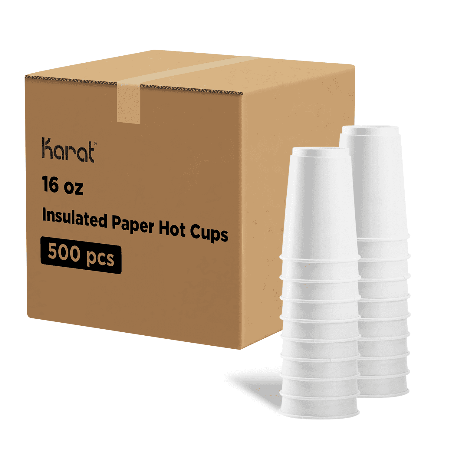 Karat® Hot Cup Insulated 16 OZ Double Wall Poly-Coated Paper White 500/Case