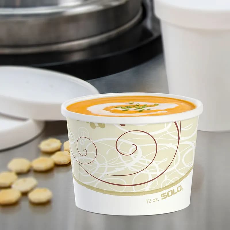 Solo® Flexstyle® Food Container Base 12 OZ DSP Symphony® Stock Print Round Squat 25 Count/Pack 20 Packs/Case