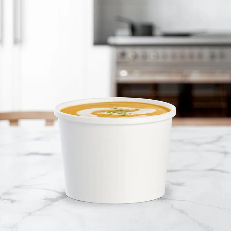 Solo® Flexstyle® Soup Food Container Base 12 OZ DSP White Squat Freezer Safe 25 Count/Pack 20 Packs/Case