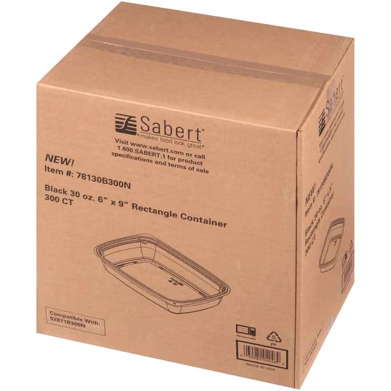 Take-Out Container Base Small (SM) 9.25X6.5X1.88 IN PP Black Rectangle 300/Case