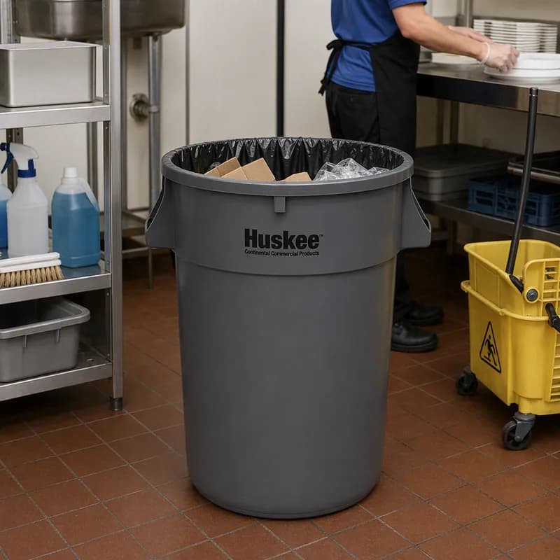 Huskee™ Trash Can 44-176 GAL 176 QT Gray Round Plastic 1/Each