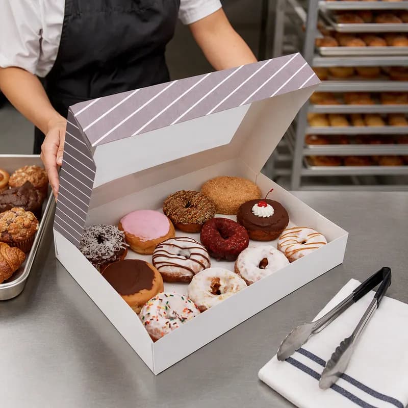 Flat Donut Box 12 CT 19X14X4 IN Paperboard 100/Case