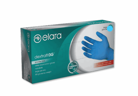 dextrafit3G™ Examination Gloves Small (SM) Blue Nitrile Powder-Free 100 Count/Box 10 Box/Case