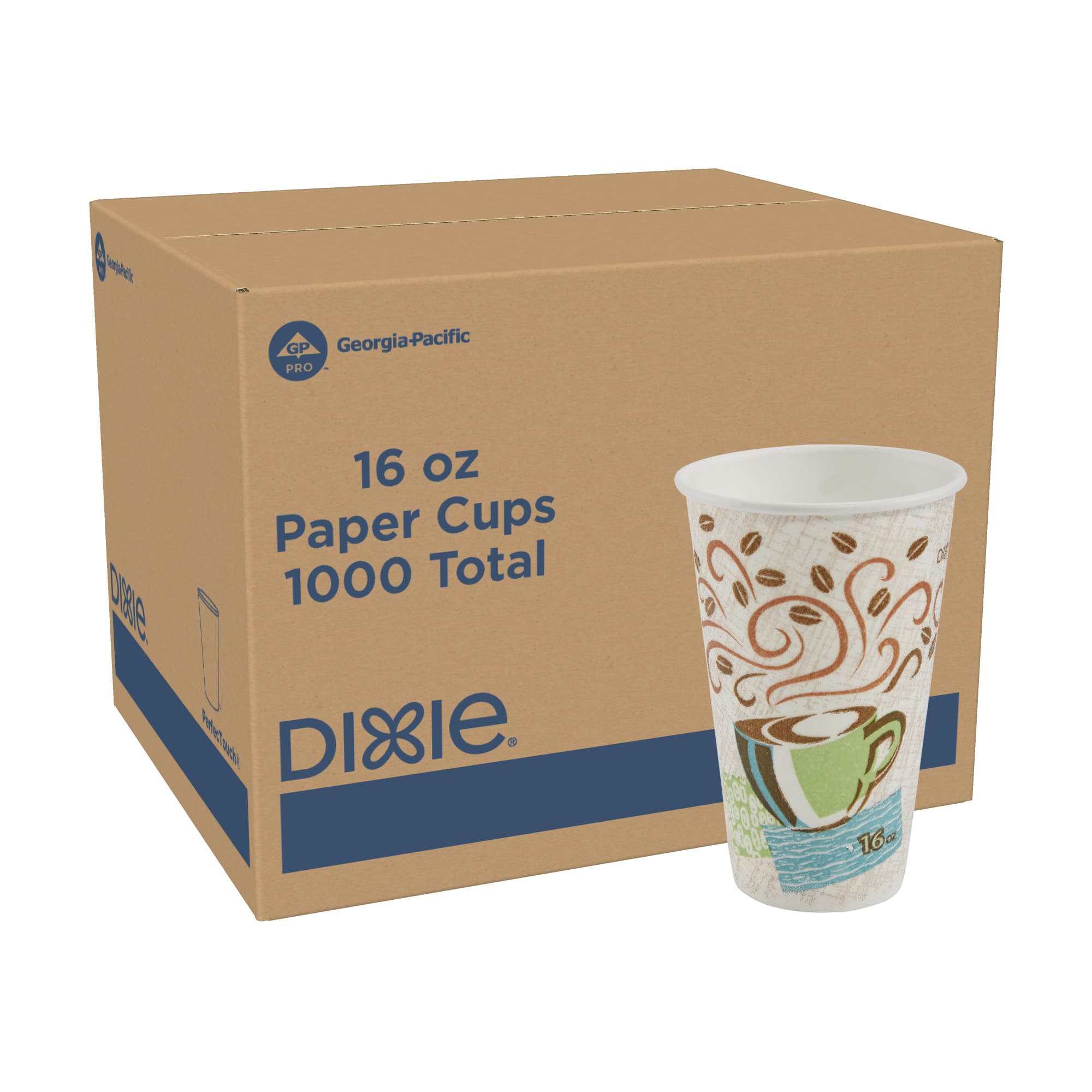 Dixie® Perfect Touch Hot Cup Insulated 16 OZ Double Wall Poly-Coated Paper Multicolor Coffee Haze 1000/Case