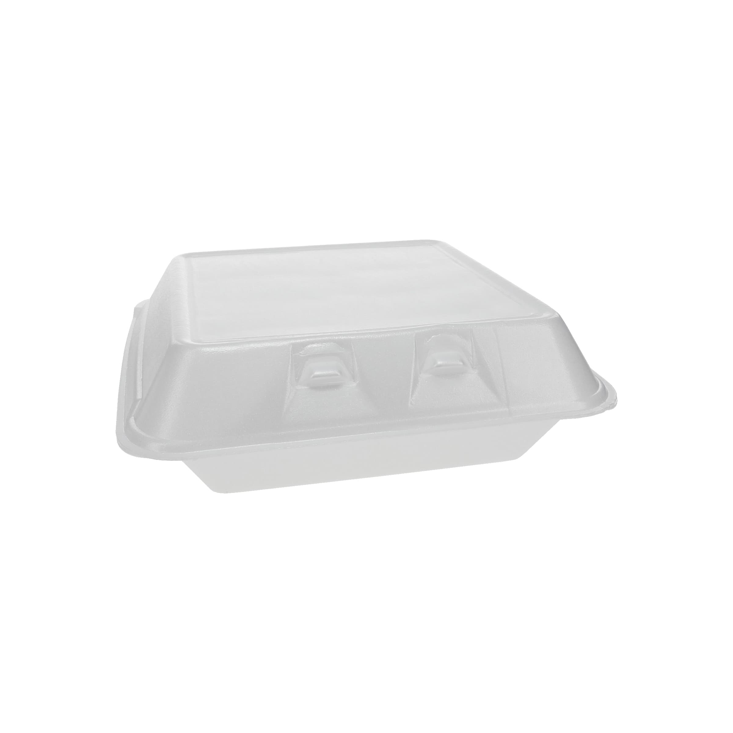 Take-Out Container Hinged With Dome Lid 9X9.1X3.3 IN Polystyrene Foam White Square 150/Case
