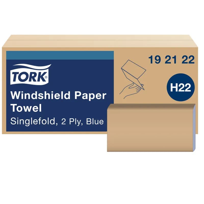 Tork H22 Windshield Towel 10.25X9.25 IN Paper Blue Single Fold Embossed Refill Universal 140 Count/Pack