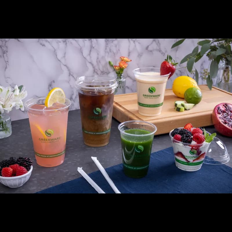 Greenware® Cold Cup 12-14 OZ PLA Clear Stock Print 98MM 1000/Case