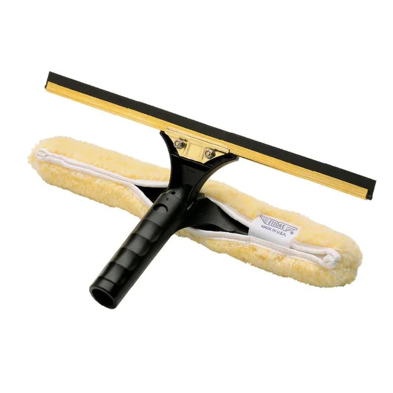 Window Squeegee & Brush Medium Duty Stainless Steel Microfiber Black 2 Section Combo Quick Release With 14IN Head 1/Each