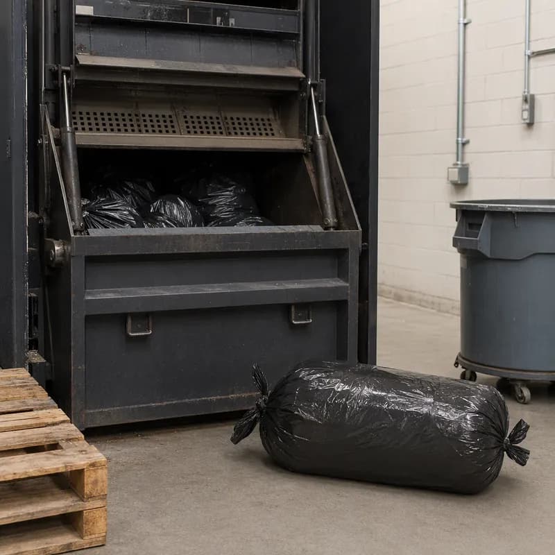 Compactor Bag 32 IN Black Plastic 3.5MIL Roll Tube 1/Roll