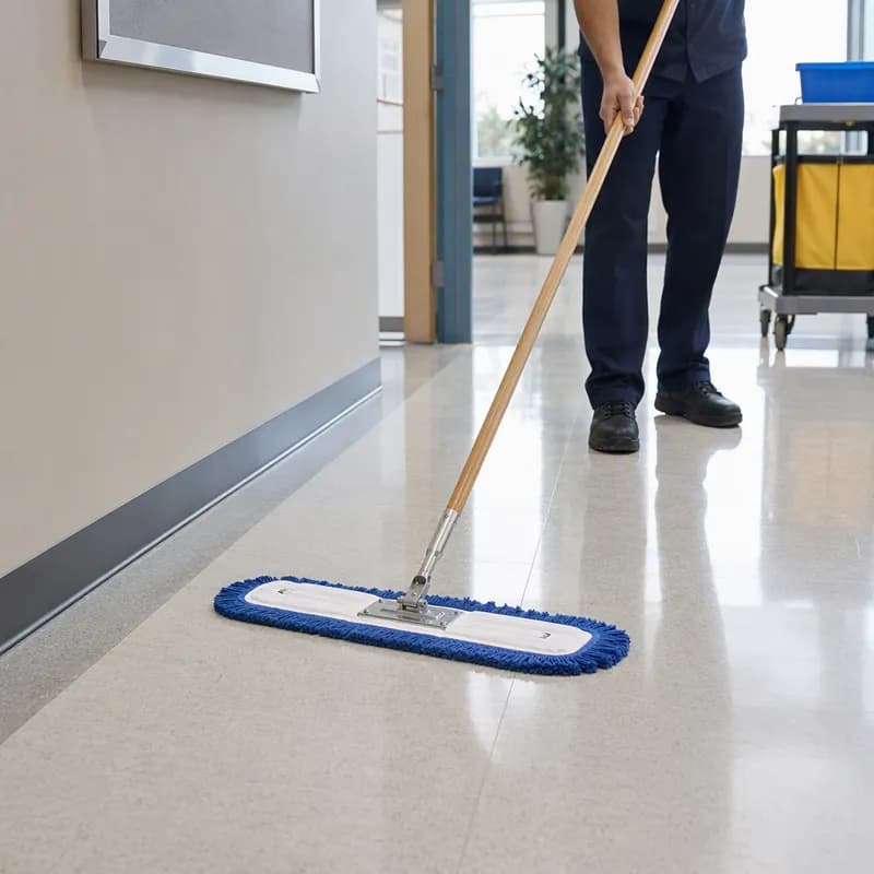 Dust Mop 36X5 IN Blue Cotton Synthetic Fiber Launderable 1/Each
