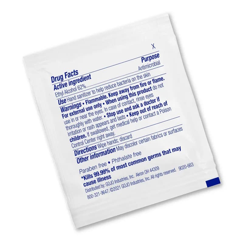 Purell® Hand Sanitizer Wipe 2.38X2.03X0.13 IN Individually Wrapped 4000 Sheets/Pack 1 Packs/Case 4000 Sheets/Case