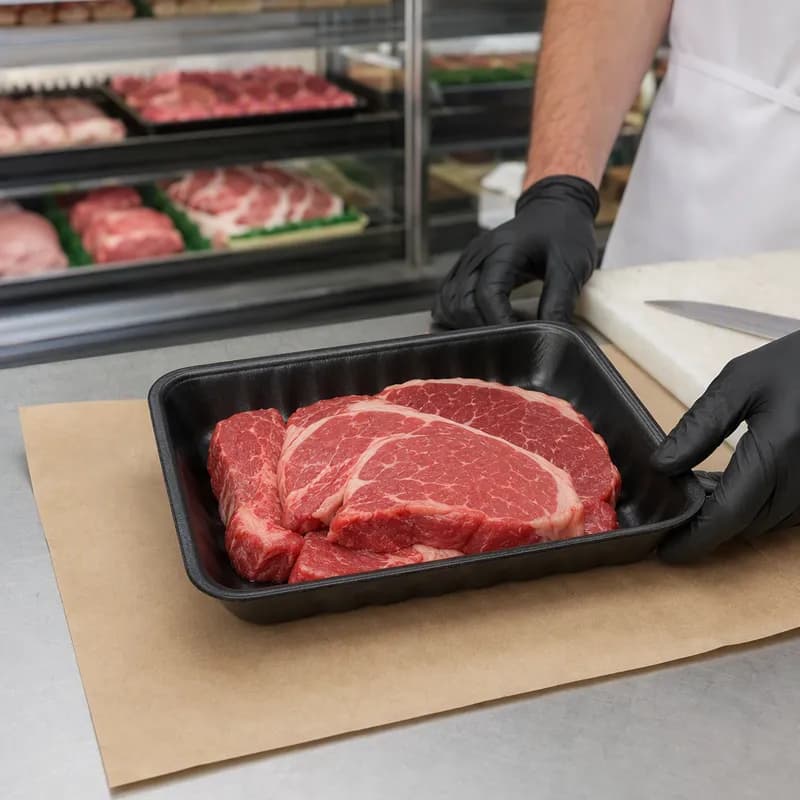 Dyne-A-Pak 809P Meat Tray 11.125X9.25X2 IN Polystyrene Foam Black 200/Case