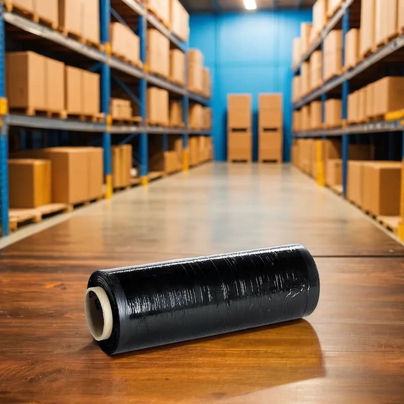 Stretch Wrap 18IN X1500FT Black Blown Film 80GA 4 Rolls/Case 36 Cases/Pallet
