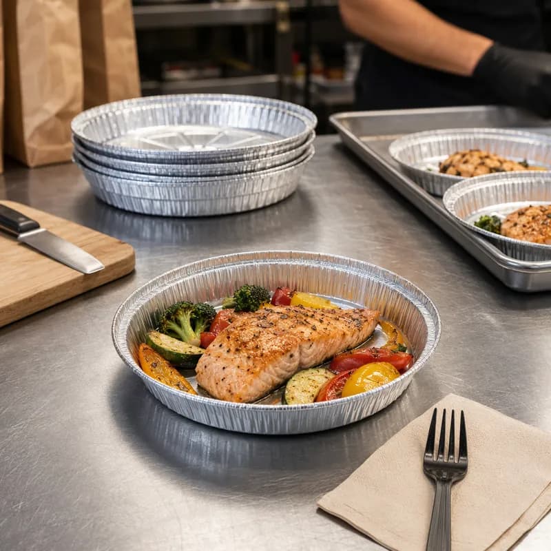 Take-Out Container Base 8 IN Aluminum Silver Round Shallow 500/Case
