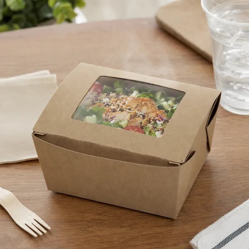 Bio-Plus View® #1 Take-Out Box Tuck-Top 5X4.5X2.5 IN Paper Kraft Rectangle 360/Case