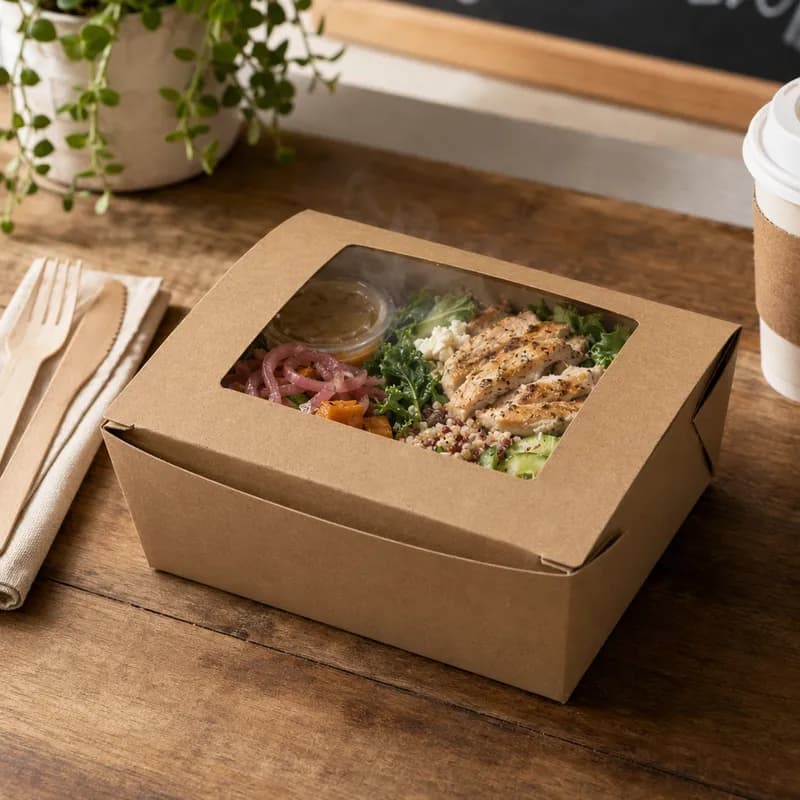 Bio-Pak® #8 Take-Out Box Tuck-Top With Plastic Lid Paper 240/Case