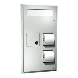Toilet Paper & Seat Cover Dispenser Stainless Steel Partition With Napkin Disposal 1/Each