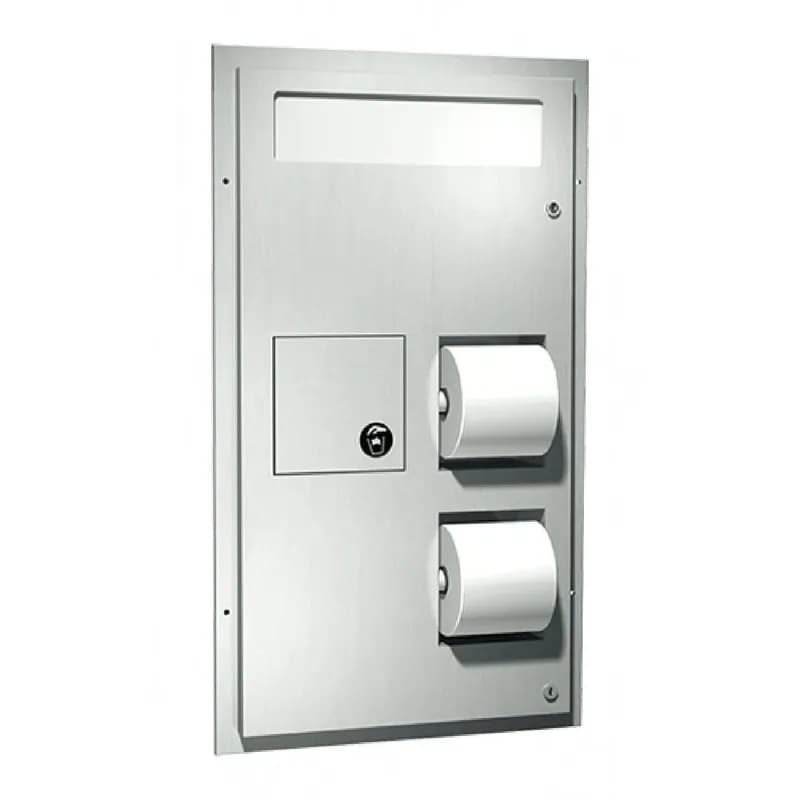Toilet Paper & Seat Cover Dispenser Stainless Steel Partition With Napkin Disposal 1/Each