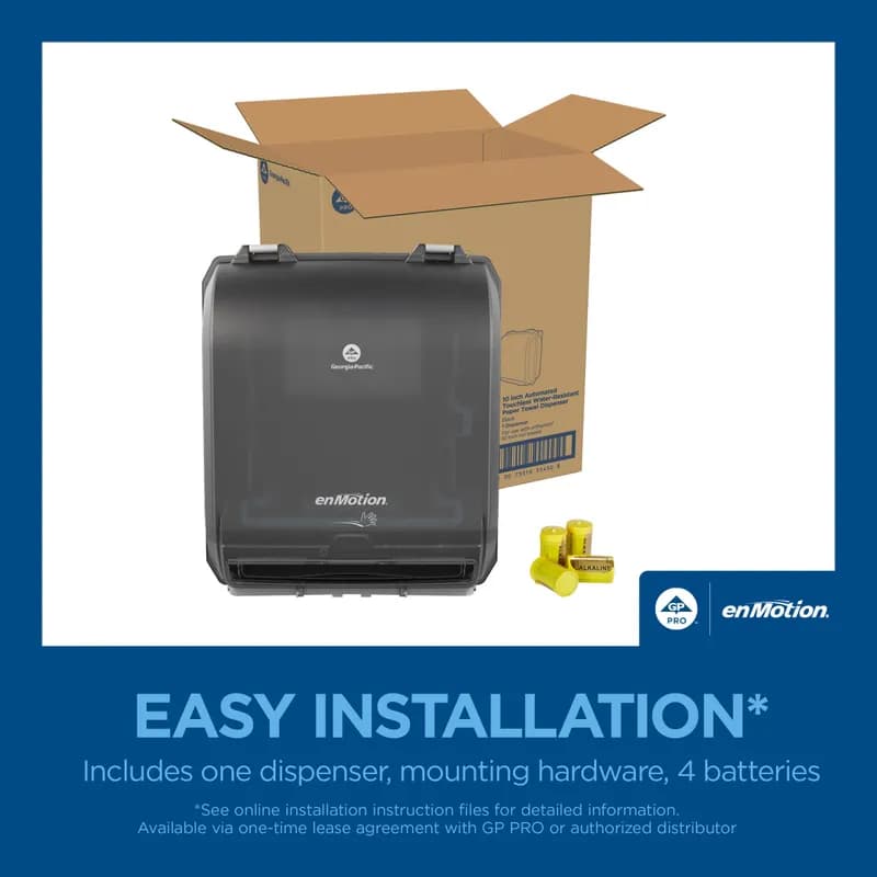 enMotion® Paper Towel Dispenser 10 IN Plastic Wall Mount Black Automatic Touchless Water Resistant 1/Each