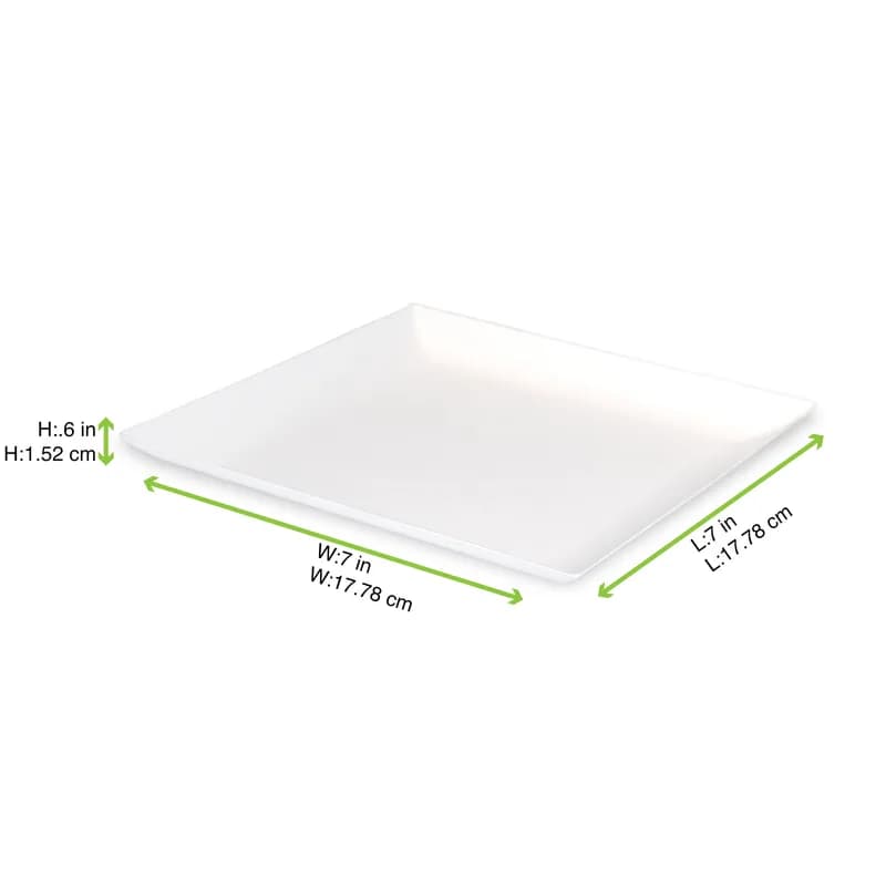 Plate 7X7 IN Sugarcane White Microwave Safe Freezer Safe Grease Resistant 100 Count/Case