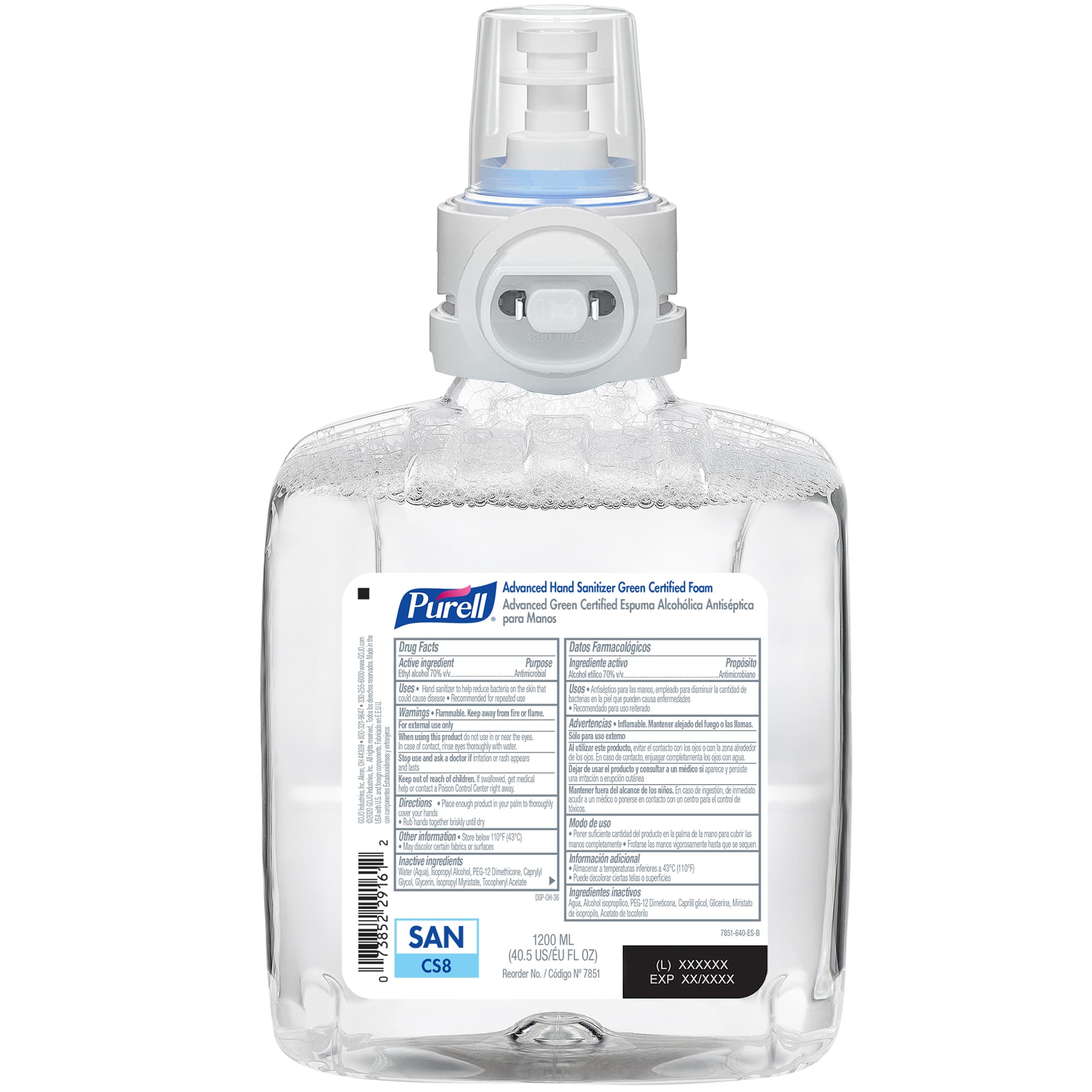 Purell® Hand Sanitizer Foam 1200 mL 5.18X3.45X7.3 IN Fragrance Free Advanced For CS8 2/Case