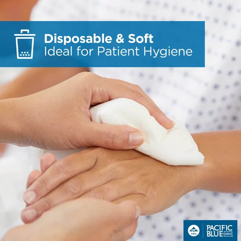 Pacific Blue Select Healthcare Washcloth 10X13 IN 1 Cellulose White 1/4 Fold Patient Care 55 Sheets/Pack 24 Packs/Case