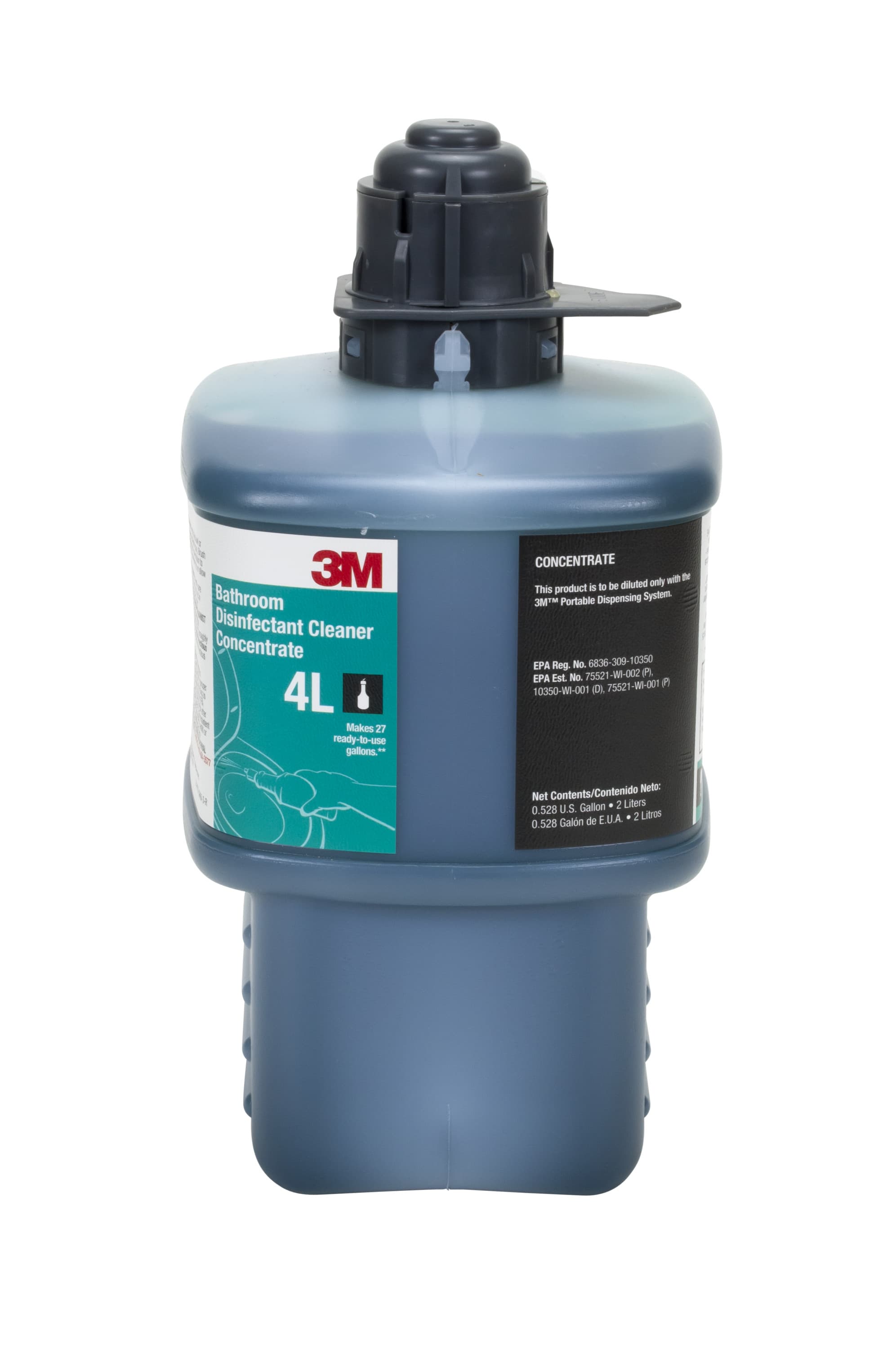 3M™ Twist 'n Fill™ 4L Restroom Cleaner One-Step Disinfectant 2 L Concentrate No Rinse With Gray Cap 6/Case