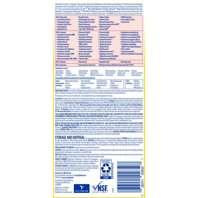 Lysol® Disinfectant 19 FLOZ Multi Surface Aerosol 12/Case