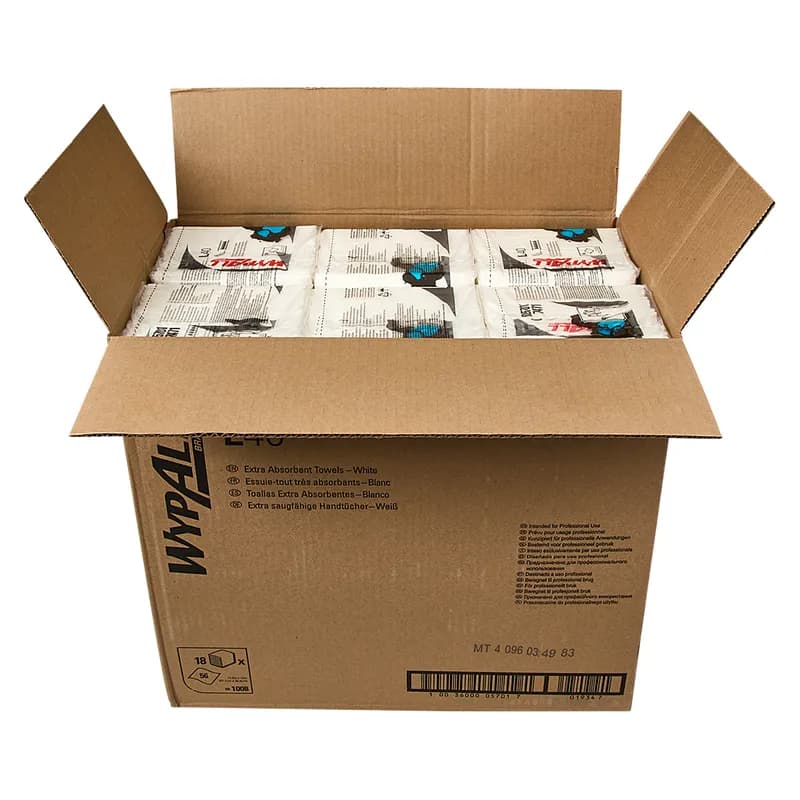 WypAll® L40 Cleaning Wipe 12X12.5 IN DRC White 1/4 Fold Extra Absorbent 56 Count/Pack 18 Packs/Case 1008 Count/Case