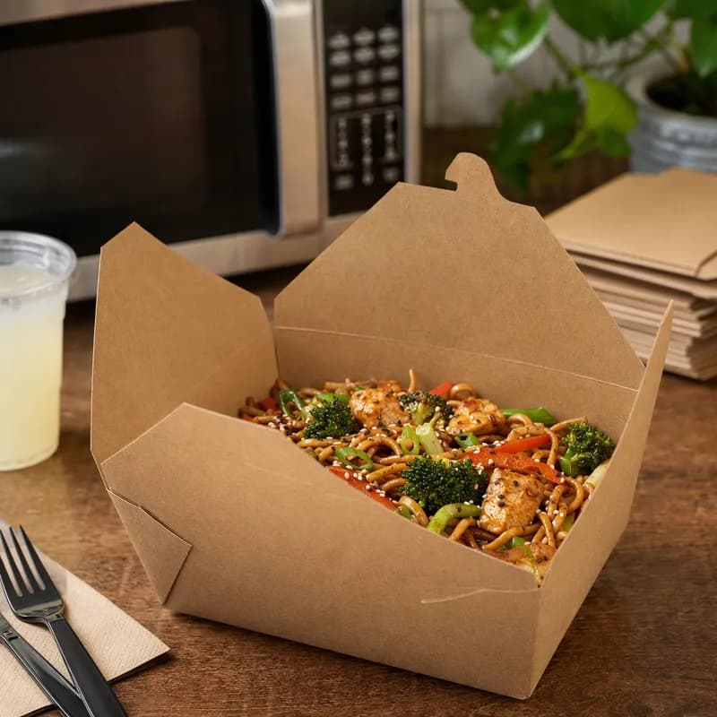 Bio-Pak® Take-Out Box Fold-Top 7.75X5.5X3.5 IN Paper Kraft 160/Case