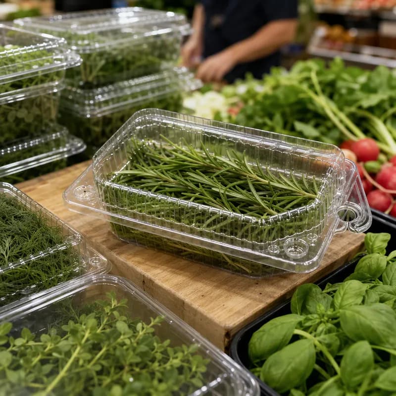 Herb Produce Tray Hinged 6.25X4X1 IN OPS Clear 600/Case