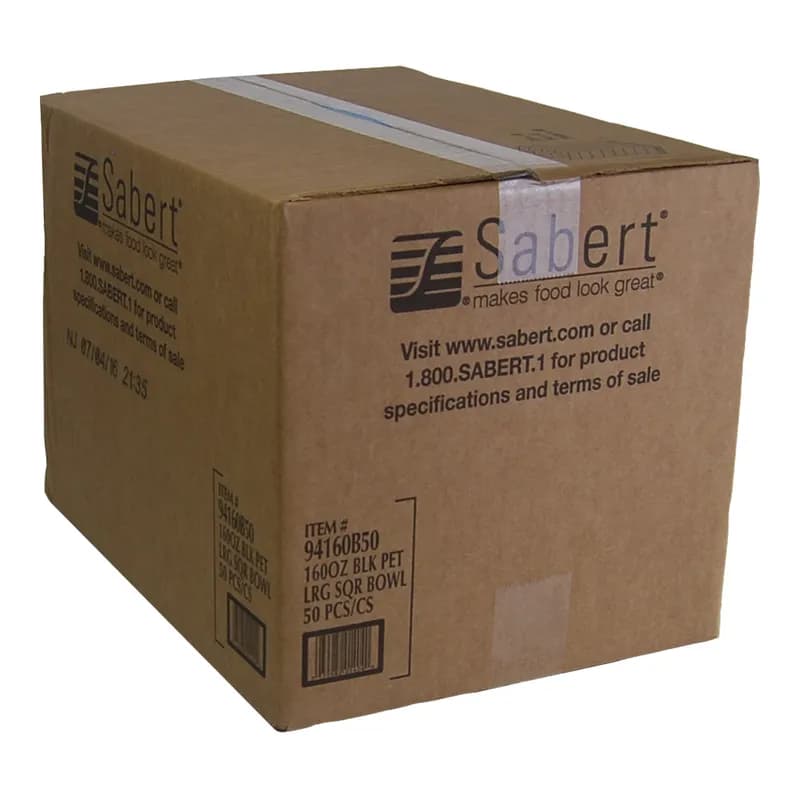 Catering Bowl 160 OZ PET Black Square 50/Case