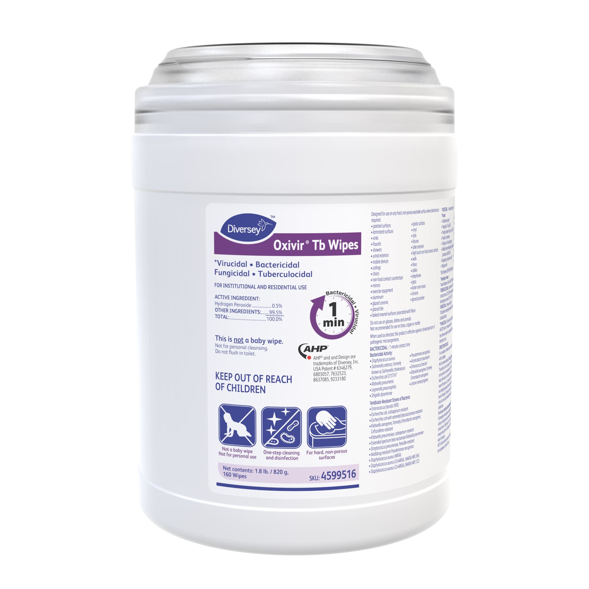 Oxivir® Tb Cherry Almond One-Step Disinfectant Wipe Accelerated Hydrogen Peroxide (AHP®)160 Count/Pack 12 Packs/Case