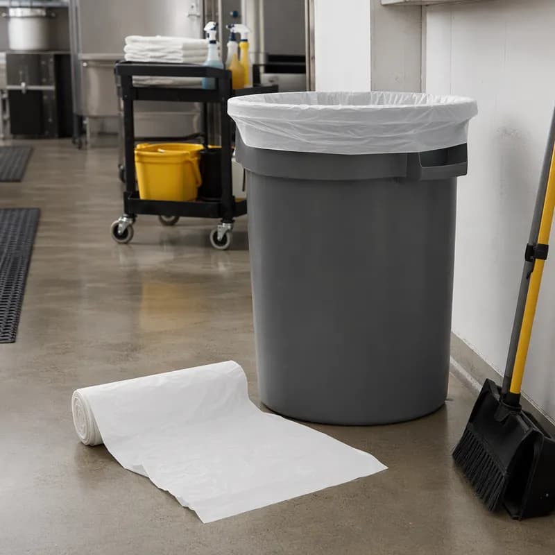 Can Liner 39.5X55 IN 55 GAL White LLDPE 1.1MIL Coreless 100/Case
