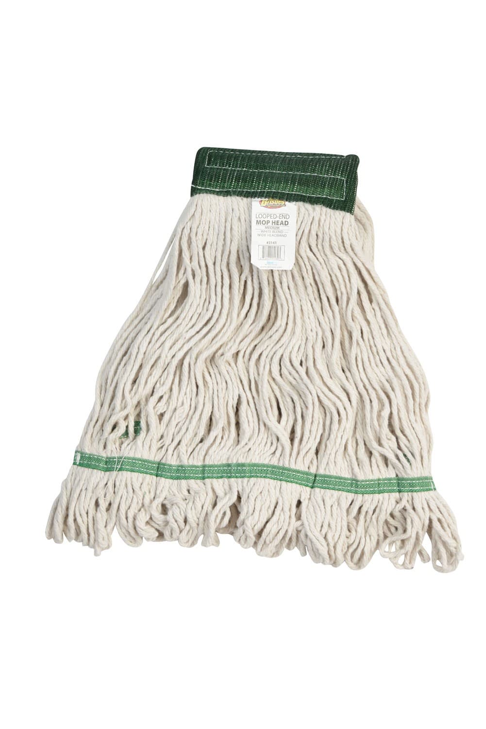 Mop Head Medium (MED) White Cotton Synthetic Fiber 4PLY Loop End Launderable 1/Each