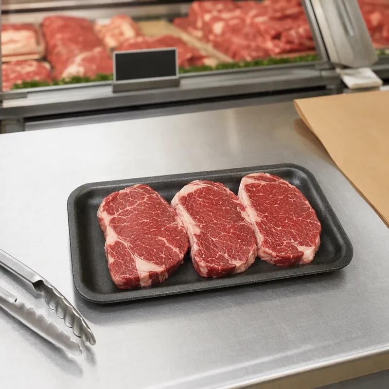 Dyne-A-Pak 5S/35 Meat Tray 10.3125X4.4375X0.5 IN Polystyrene Foam Black 500/Case