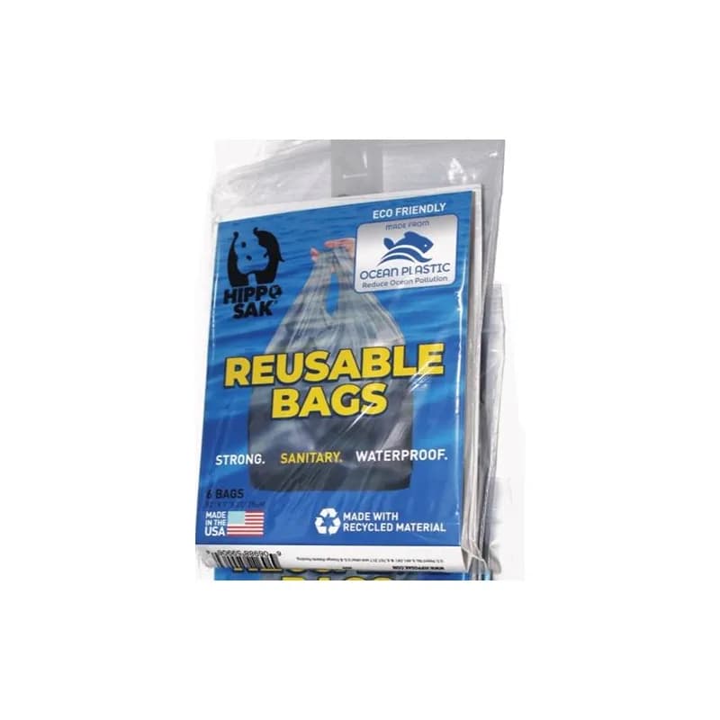 Hippo Sak® Bag 12X7X23 IN Post-Consumer Resin (PCR) 28MIC Gray Gusset Reusable 50 Count/Pack 6 Packs/Case 300 Count/Case